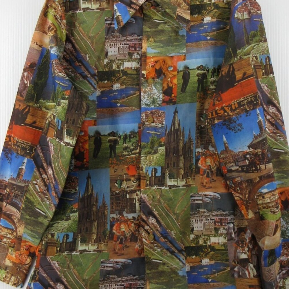 VINTAGE Trafalgar Shirt Medium Button Down AOP Scenic Photo Collage